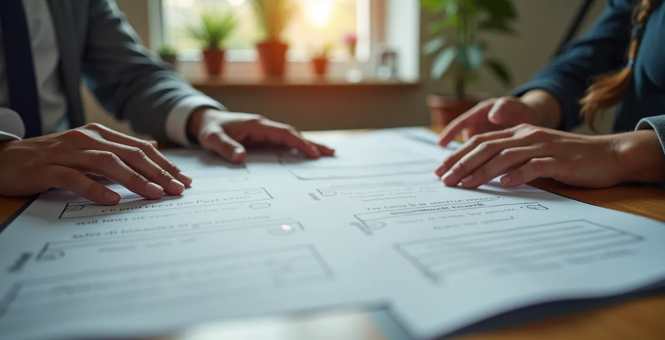 Personne comparant des devis avec calendrier et calculatrice sur bureau